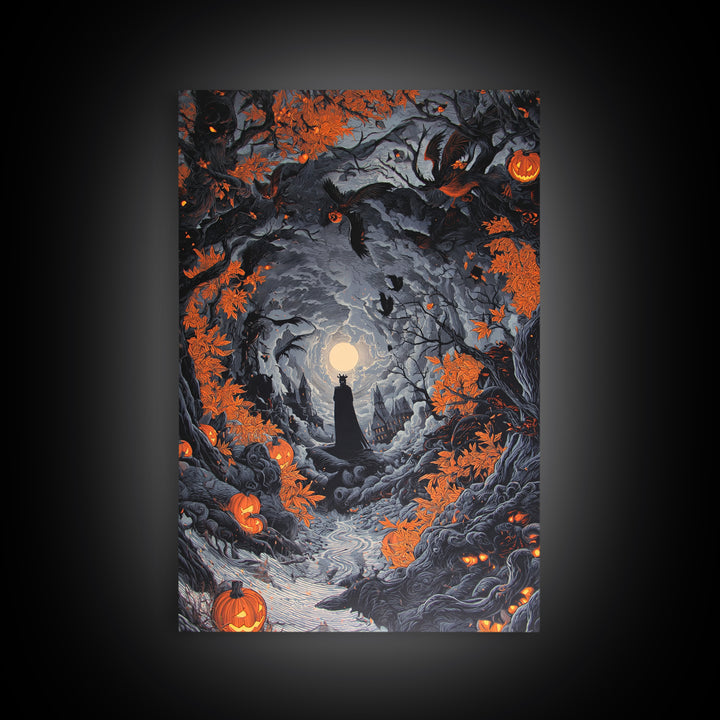 The Halloween Storm, Vertical Wall Art, Gothic Horror Wall Art, Framed Canvas Print, Halloween Wall Decor, Gothic Home Decor