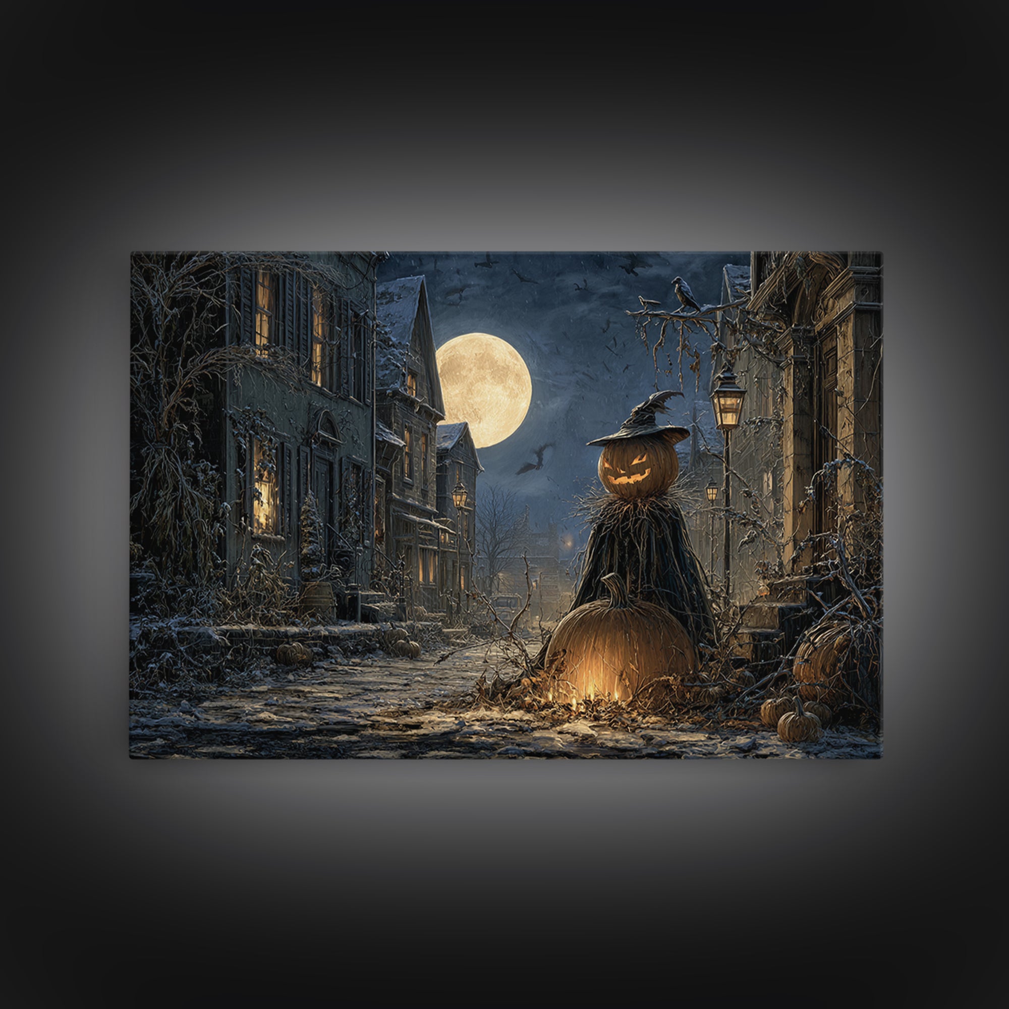 The First Frost Awakening, Landscape Wall Art, Haunted Gothic Art, Framed Canvas Print, Halloween Wall Decor, Gothic Home Decor
