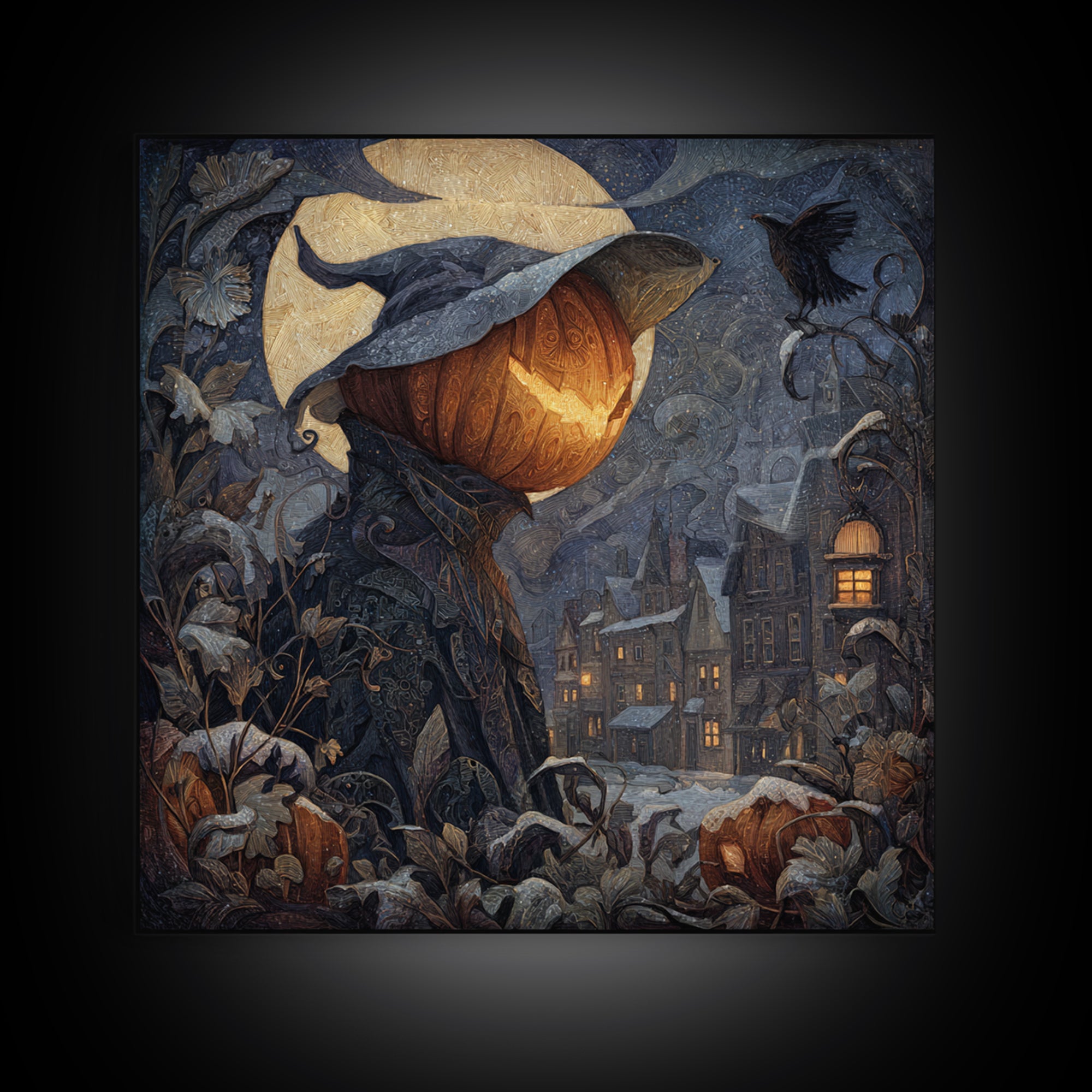 The First Frost Awakening, Square Wall Art, Dark Halloween Decor, Canvas Print, Halloween Wall Decor, Gothic Home Decor, Macabre Wall Art