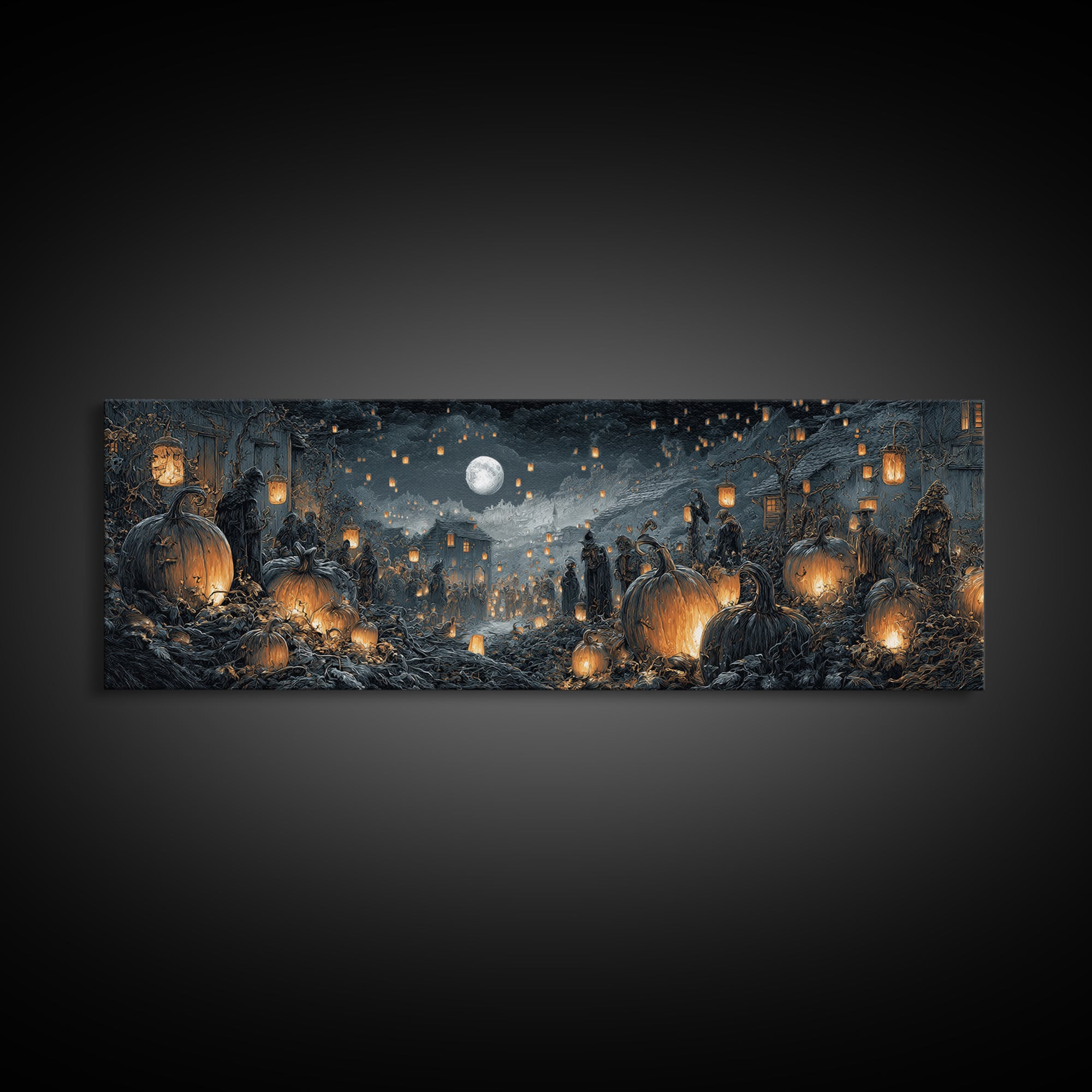 The First Frost Awakening, Extra Wide Wall Art, Gothic Horror Wall Art, Framed Canvas Print, Halloween Wall Decor, Gothic Home Decor