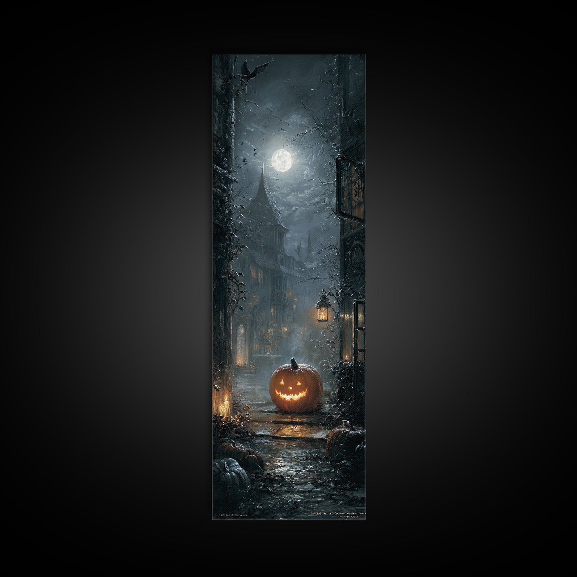 The First Frost Awakening, Tall Narrow Wall Art, Gothic Horror Wall Art, Framed Canvas Print, Halloween Wall Decor, Gothic Home Decor