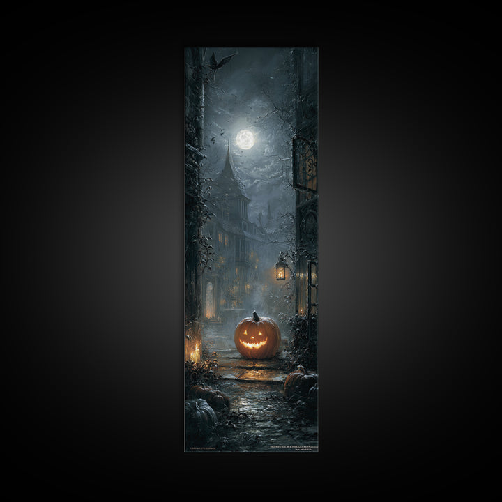 The First Frost Awakening, Tall Narrow Wall Art, Gothic Horror Wall Art, Framed Canvas Print, Halloween Wall Decor, Gothic Home Decor