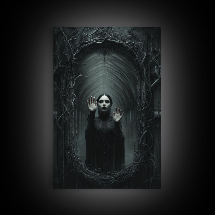 The Cursed Mirror, Vertical Wall Art, Dark Halloween Decor, Canvas Print, Halloween Wall Decor, Gothic Home Decor, Collectible Wall Decor