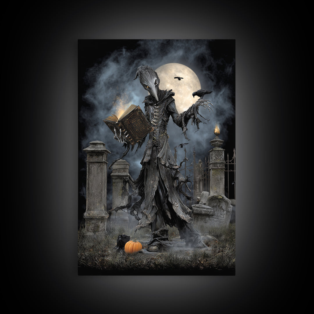 The Living Spellbook, Vertical Wall Art, Dark Fantasy Wall Art, Canvas Print, Halloween Wall Decor, Gothic Home Decor, Seasonal Home Decor