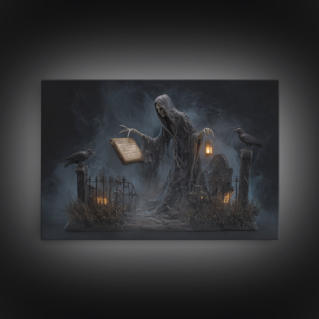 The Living Spellbook, Landscape Wall Art, Haunted Gothic Art, Framed Canvas Print, Halloween Wall Decor, Gothic Home Decor