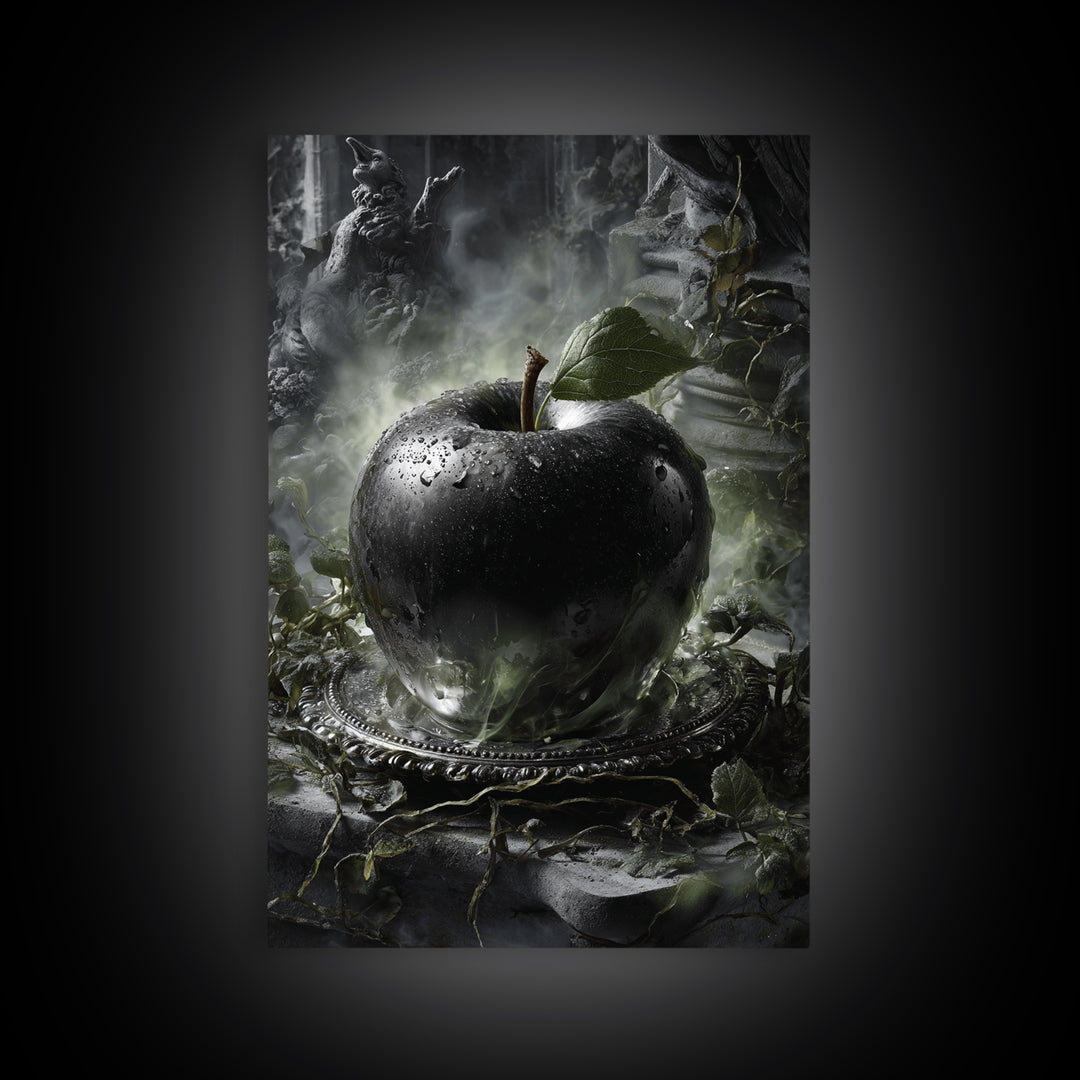 The Poisoned Apple, Vertical Wall Art, Spooky Home Decor, Canvas Print, Halloween Wall Decor, Gothic Home Decor, Spooky Wall Decor