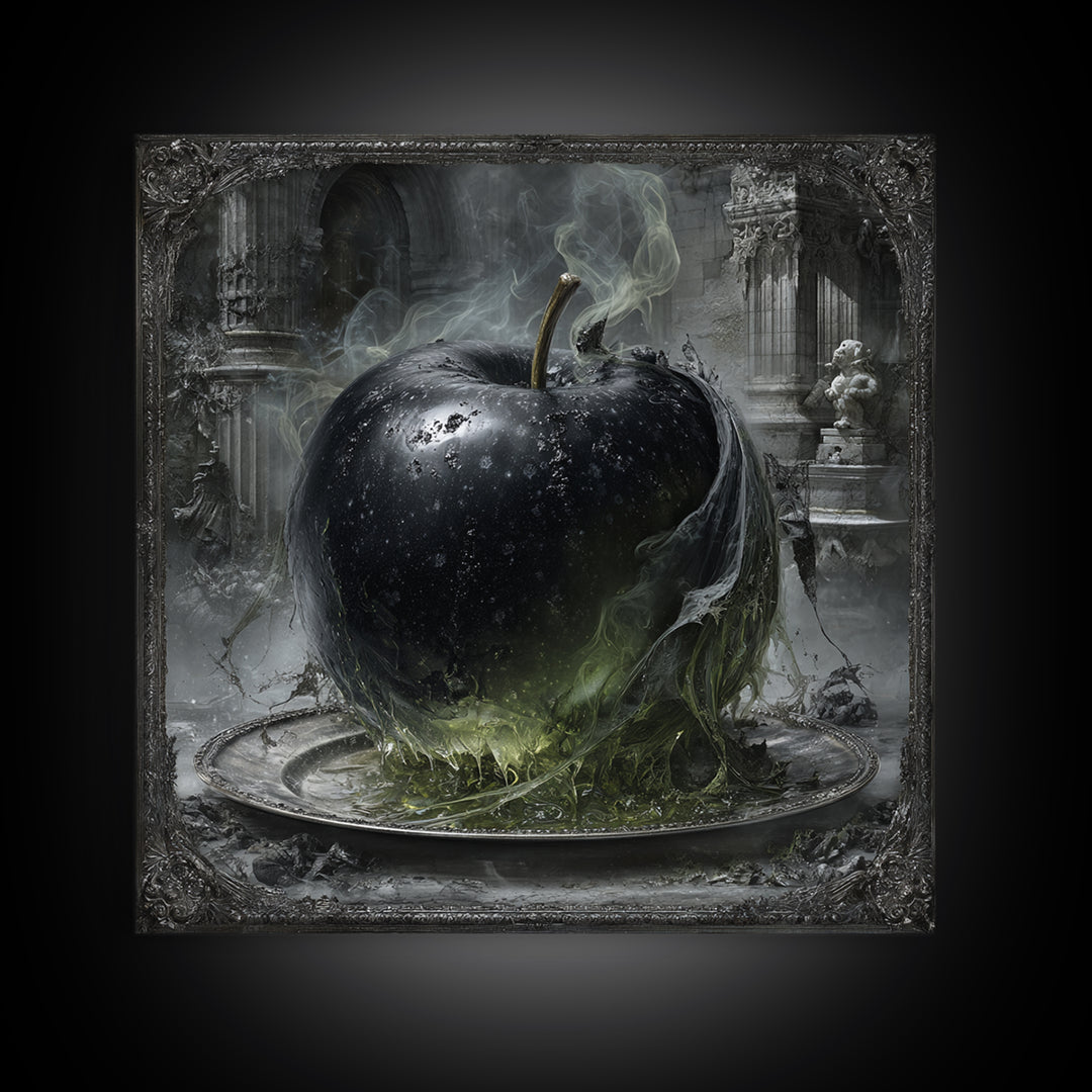 The Poisoned Apple, Square Wall Art, Spooky Home Decor, Canvas Print, Halloween Wall Decor, Gothic Home Decor, Dark Fantasy Art