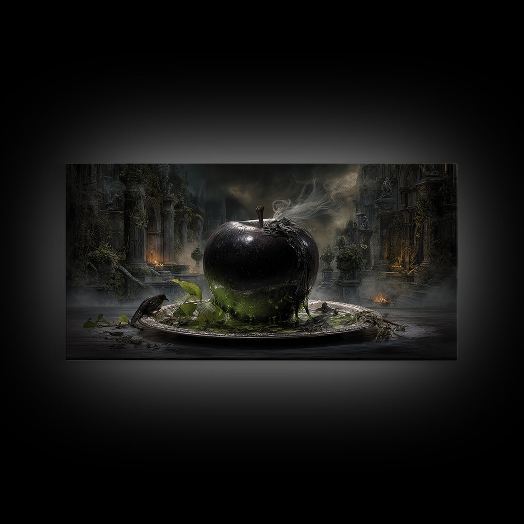 The Poisoned Apple, Wide Panoramic Art, Dark Fantasy Wall Art, Canvas Print, Halloween Wall Decor, Gothic Home Decor, Horror Wall Art