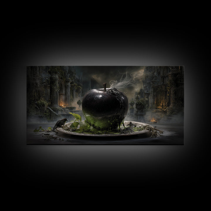 The Poisoned Apple, Wide Panoramic Art, Dark Fantasy Wall Art, Canvas Print, Halloween Wall Decor, Gothic Home Decor, Horror Wall Art
