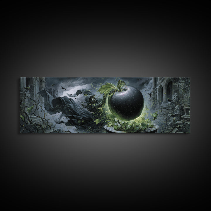 The Poisoned Apple, Extra Wide Wall Art, Dark Fantasy Wall Art, Canvas Print, Halloween Wall Decor, Gothic Home Decor, Statement Wall Art
