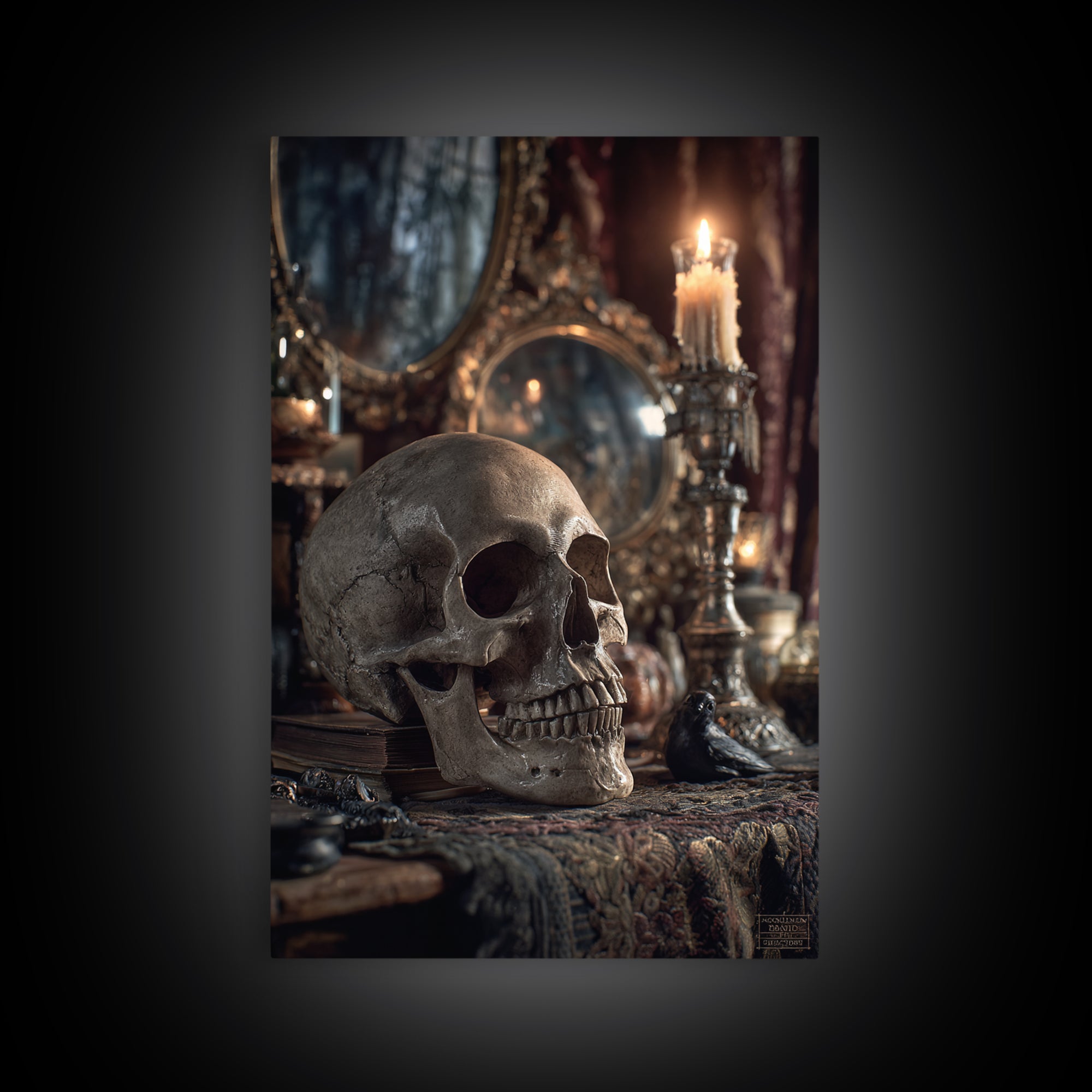 The Talking Skull, Vertical Wall Art, Dark Halloween Decor, Canvas Print, Halloween Wall Decor, Gothic Home Decor, Spooky Wall Decor