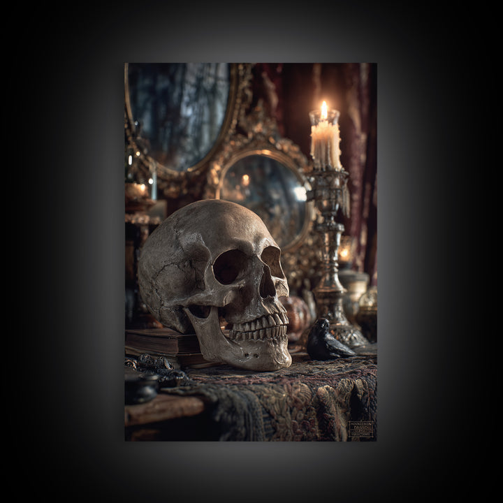 The Talking Skull, Vertical Wall Art, Dark Halloween Decor, Canvas Print, Halloween Wall Decor, Gothic Home Decor, Spooky Wall Decor