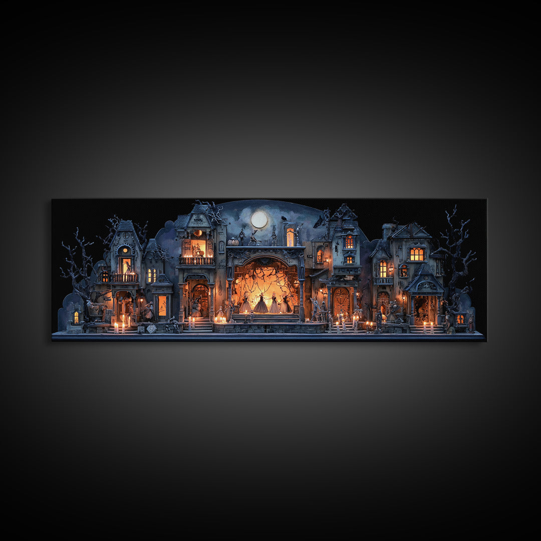 The Haunted Music Box, Extra Wide Wall Art, Spooky Home Decor, Canvas Print, Halloween Wall Decor, Gothic Home Decor, Horror Wall Art