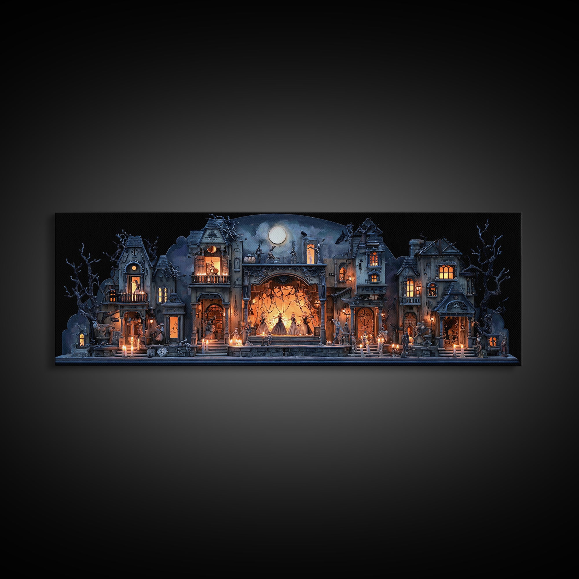 The Haunted Music Box, Extra Wide Wall Art, Spooky Home Decor, Canvas Print, Halloween Wall Decor, Gothic Home Decor, Horror Wall Art