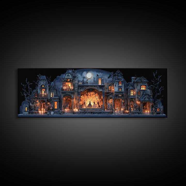 The Haunted Music Box, Extra Wide Wall Art, Spooky Home Decor, Canvas Print, Halloween Wall Decor, Gothic Home Decor, Horror Wall Art
