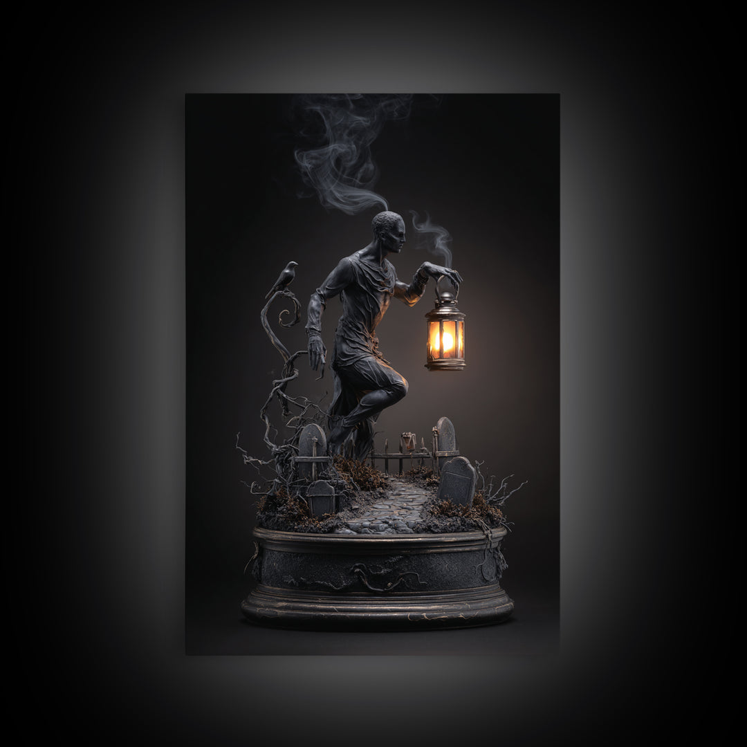The Black Wax Candle, Vertical Wall Art, Dark Halloween Decor, Canvas Print, Halloween Wall Decor, Gothic Home Decor, Horror Wall Art