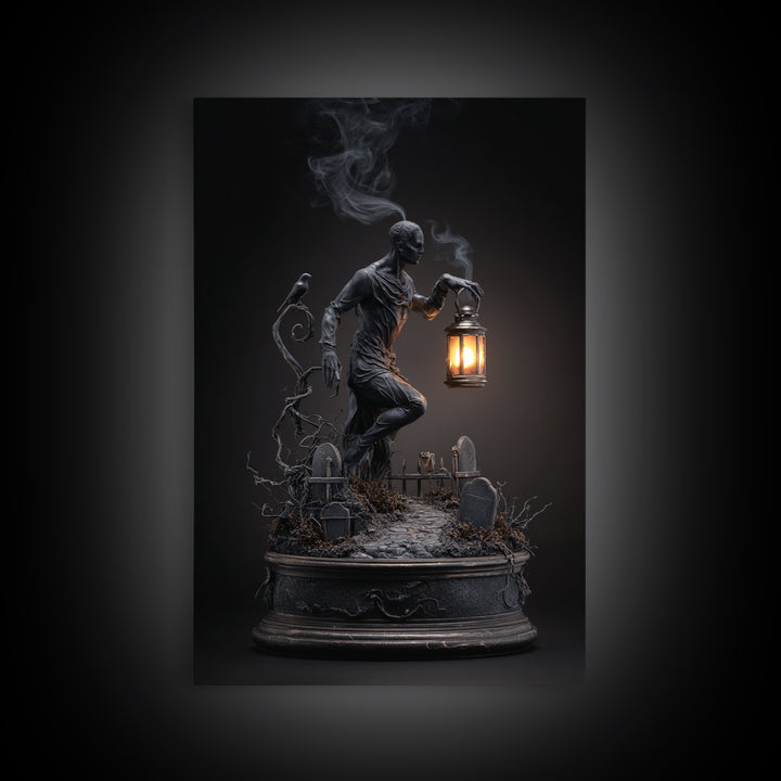 The Black Wax Candle, Vertical Wall Art, Dark Halloween Decor, Canvas Print, Halloween Wall Decor, Gothic Home Decor, Horror Wall Art