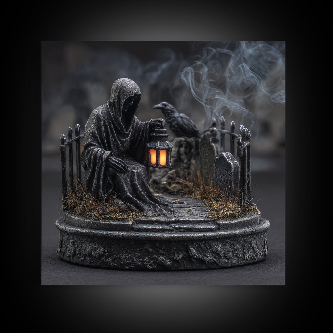 The Black Wax Candle, Square Wall Art, Haunted Gothic Art, Framed Canvas Print, Halloween Wall Decor, Gothic Home Decor, Halloween Wall Art