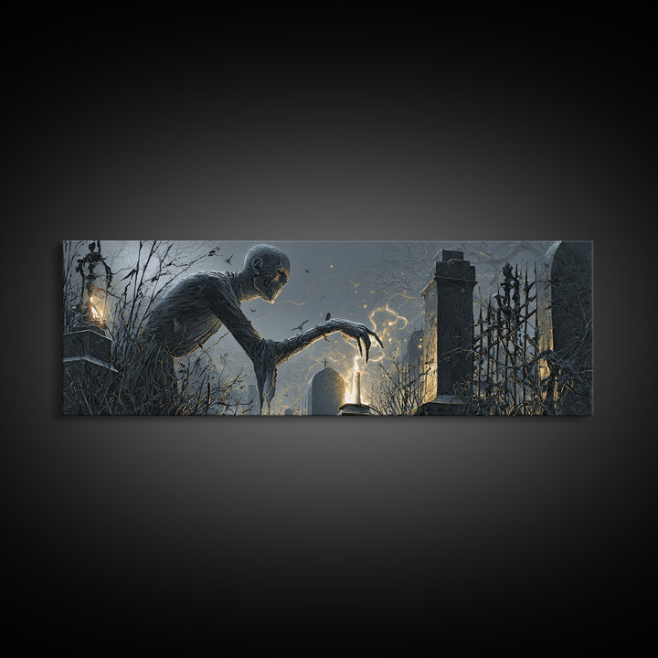 The Black Wax Candle, Extra Wide Wall Art, Dark Fantasy Wall Art, Canvas Print, Halloween Wall Decor, Gothic Home Decor, Statement Wall Art