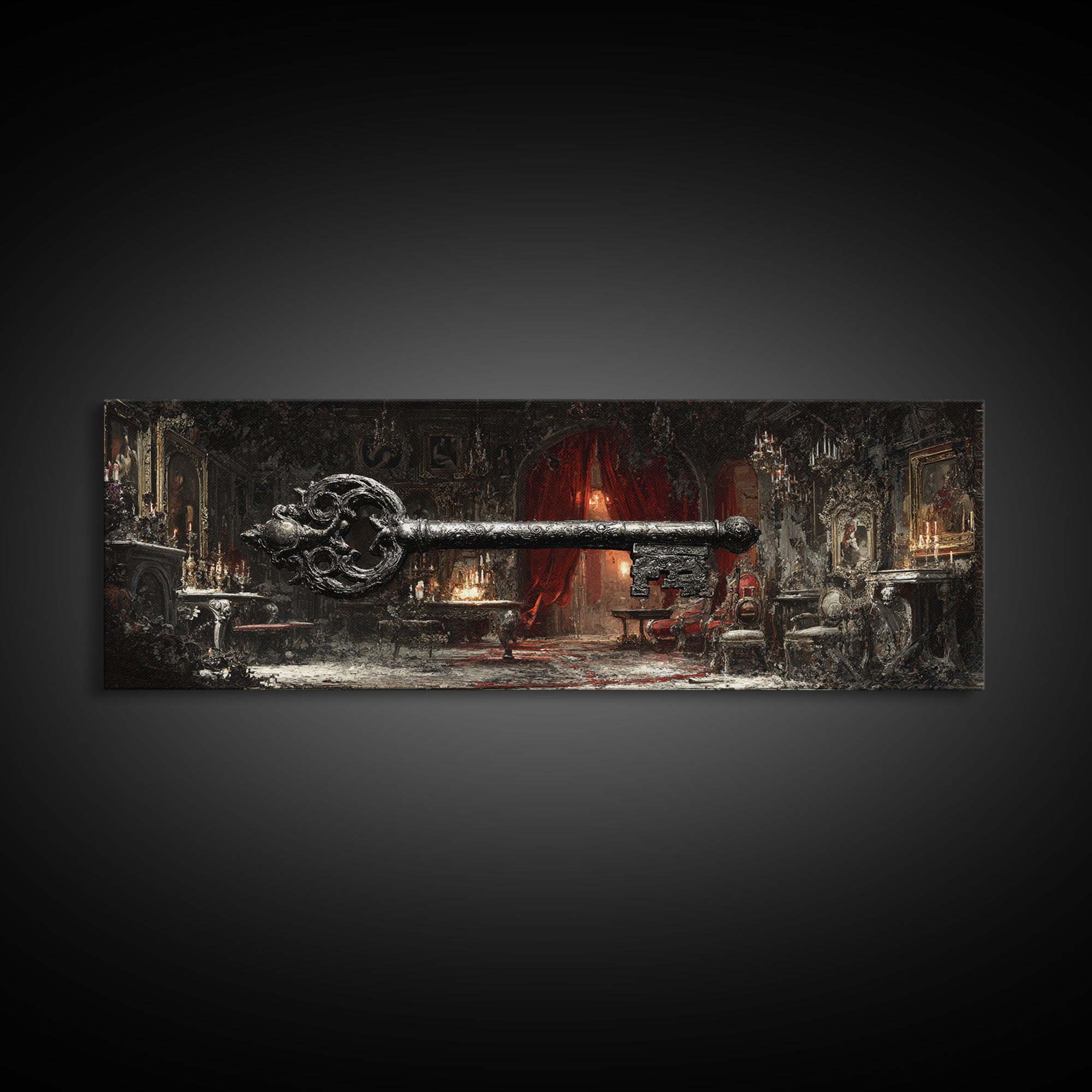 The Coffin Key, Extra Wide Wall Art, Dark Fantasy Wall Art, Canvas Print, Halloween Wall Decor, Gothic Home Decor, Spooky Wall Decor