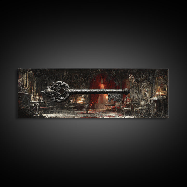 The Coffin Key, Extra Wide Wall Art, Dark Fantasy Wall Art, Canvas Print, Halloween Wall Decor, Gothic Home Decor, Spooky Wall Decor