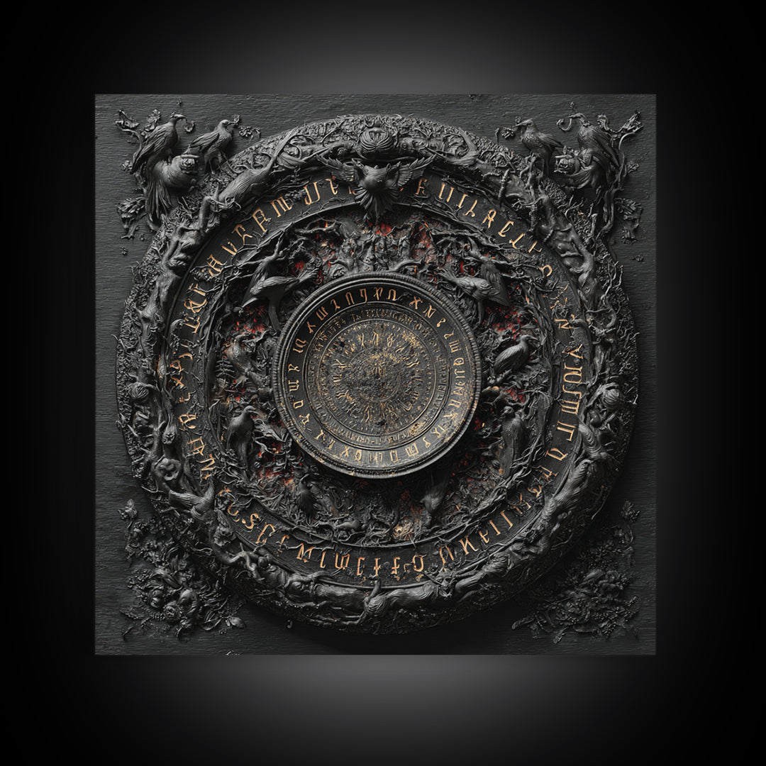 The Antique Spirit Board, Square Wall Art, Dark Fantasy Wall Art, Canvas Print, Halloween Wall Decor, Gothic Home Decor