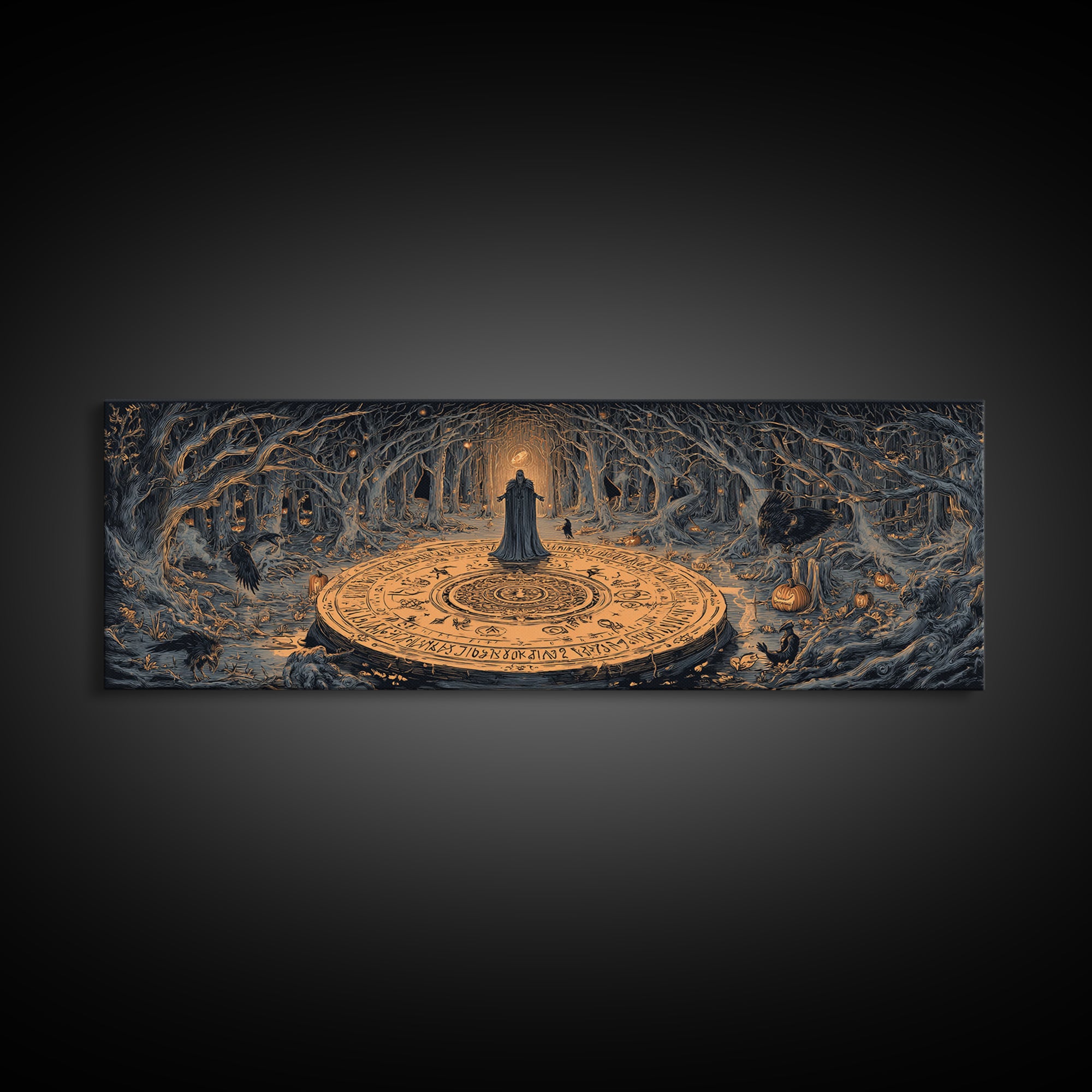 The Antique Spirit Board, Extra Wide Wall Art, Haunted Gothic Art, Framed Canvas Print, Halloween Wall Decor, Gothic Home Decor