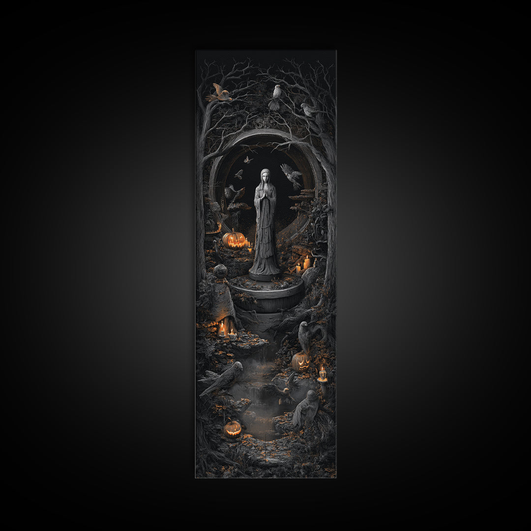 The Antique Spirit Board, Tall Narrow Wall Art, Gothic Horror Wall Art, Framed Canvas Print, Halloween Wall Decor, Gothic Home Decor
