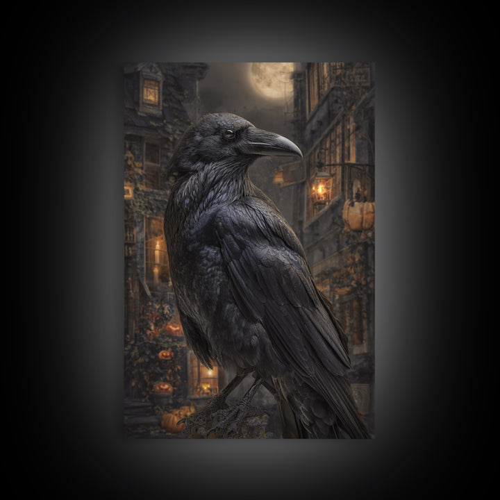 The Raven-Feather Quill, Vertical Wall Art, Dark Halloween Decor, Canvas Print, Halloween Wall Decor, Gothic Home Decor, Dark Fantasy Art