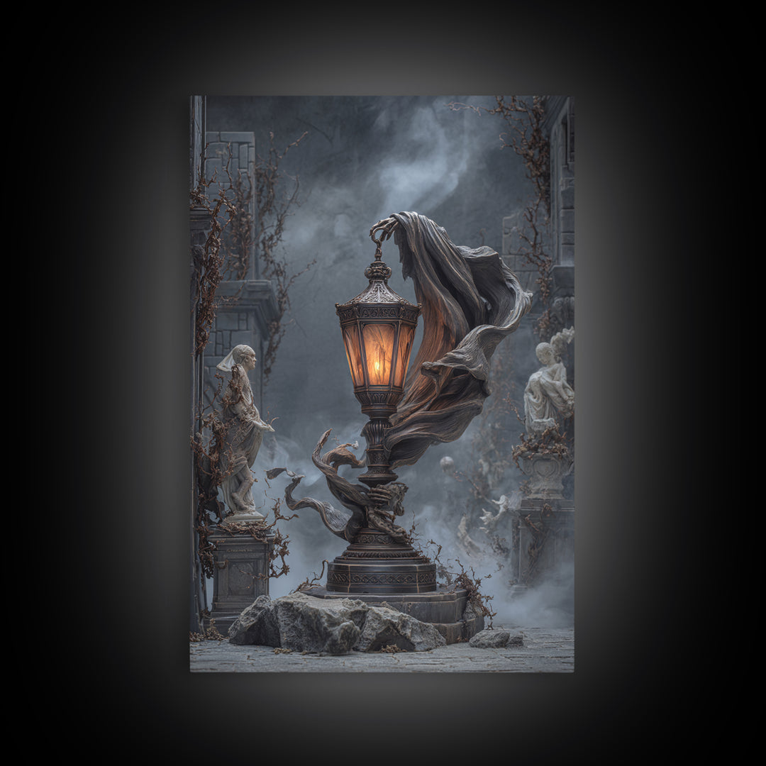 The Bone-Handled Lantern, Vertical Wall Art, Dark Halloween Decor, Canvas Print, Halloween Wall Decor, Gothic Home Decor, Spooky Wall Decor