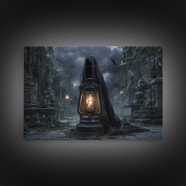 The Bone-Handled Lantern, Landscape Wall Art, Dark Halloween Decor, Canvas Print, Halloween Wall Decor, Gothic Home Decor, Macabre Wall Art