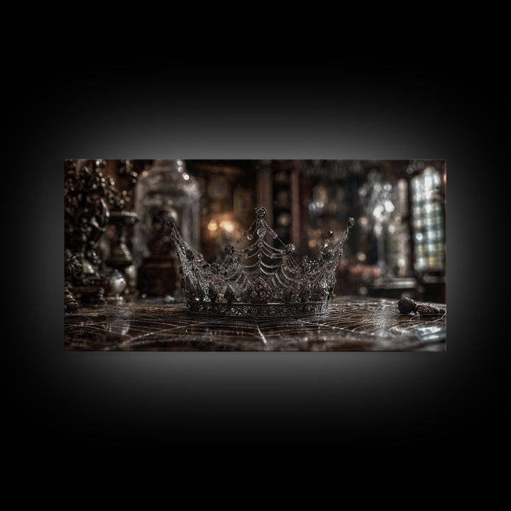 The Spiderweb Crown, Wide Panoramic Art, Spooky Home Decor, Canvas Print, Halloween Wall Decor, Gothic Home Decor, Collectible Wall Decor