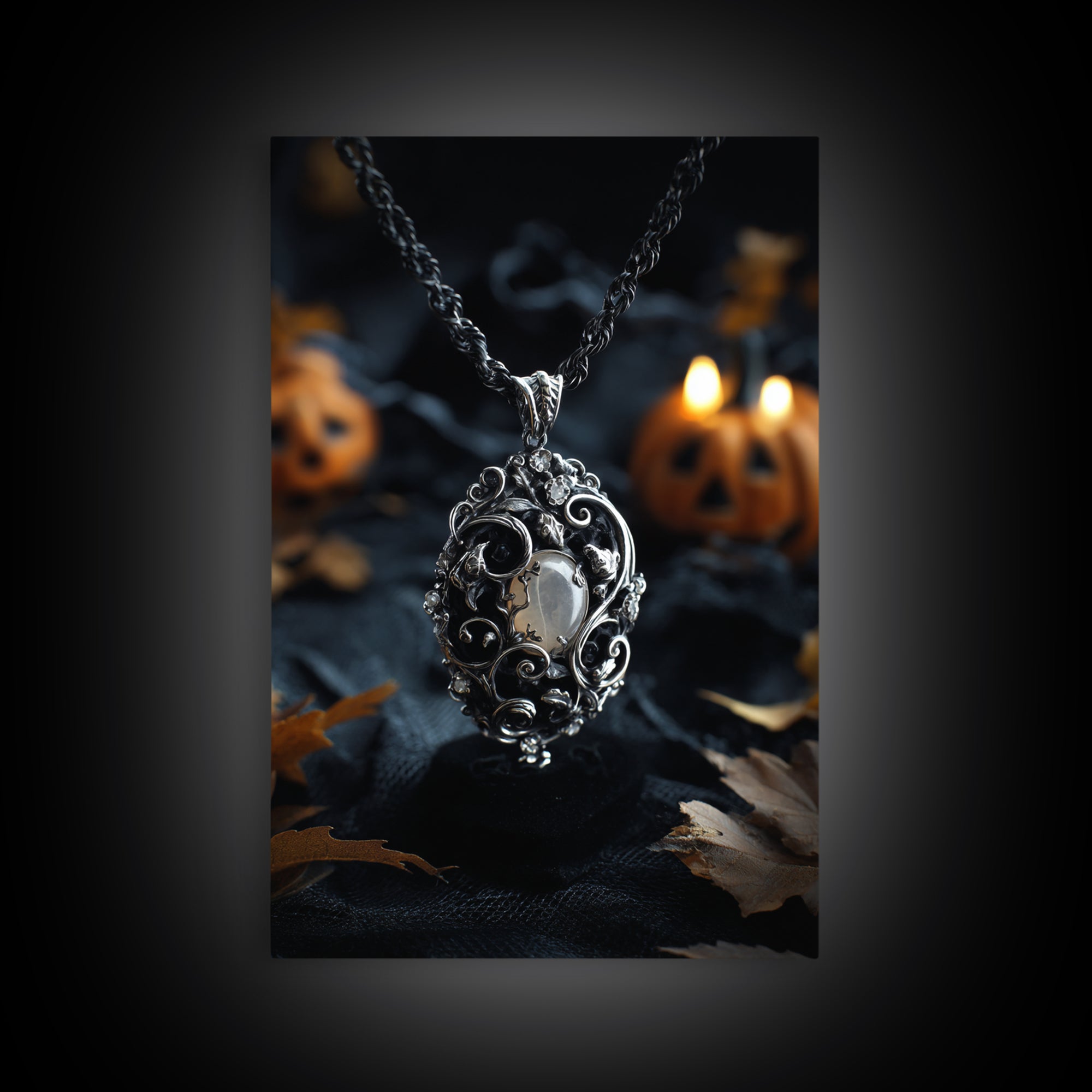 The Moonstone Amulet, Vertical Wall Art, Spooky Home Decor, Canvas Print, Halloween Wall Decor, Gothic Home Decor, Halloween Decor