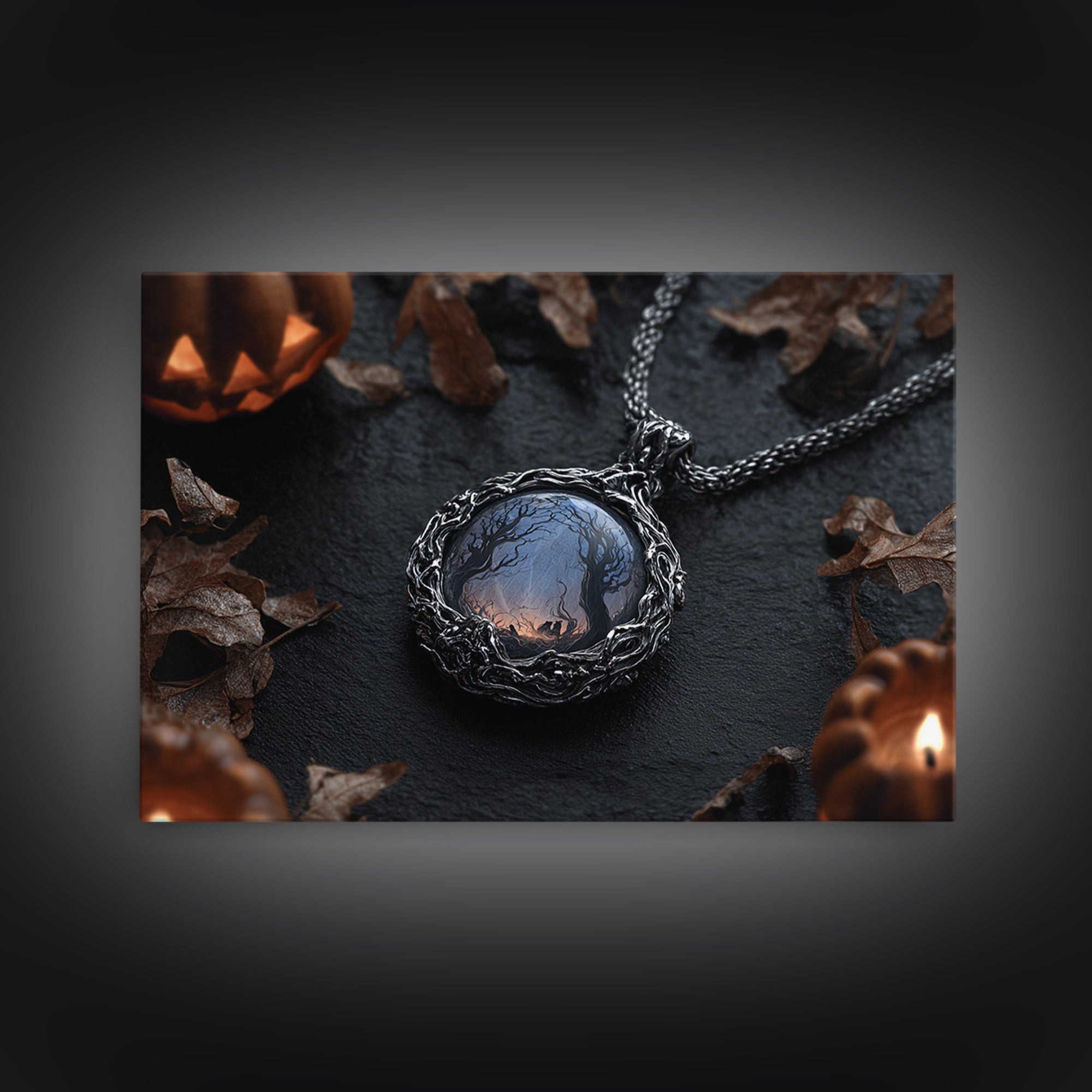 The Moonstone Amulet, Landscape Wall Art, Dark Halloween Decor, Canvas Print, Halloween Wall Decor, Gothic Home Decor, Statement Wall Art