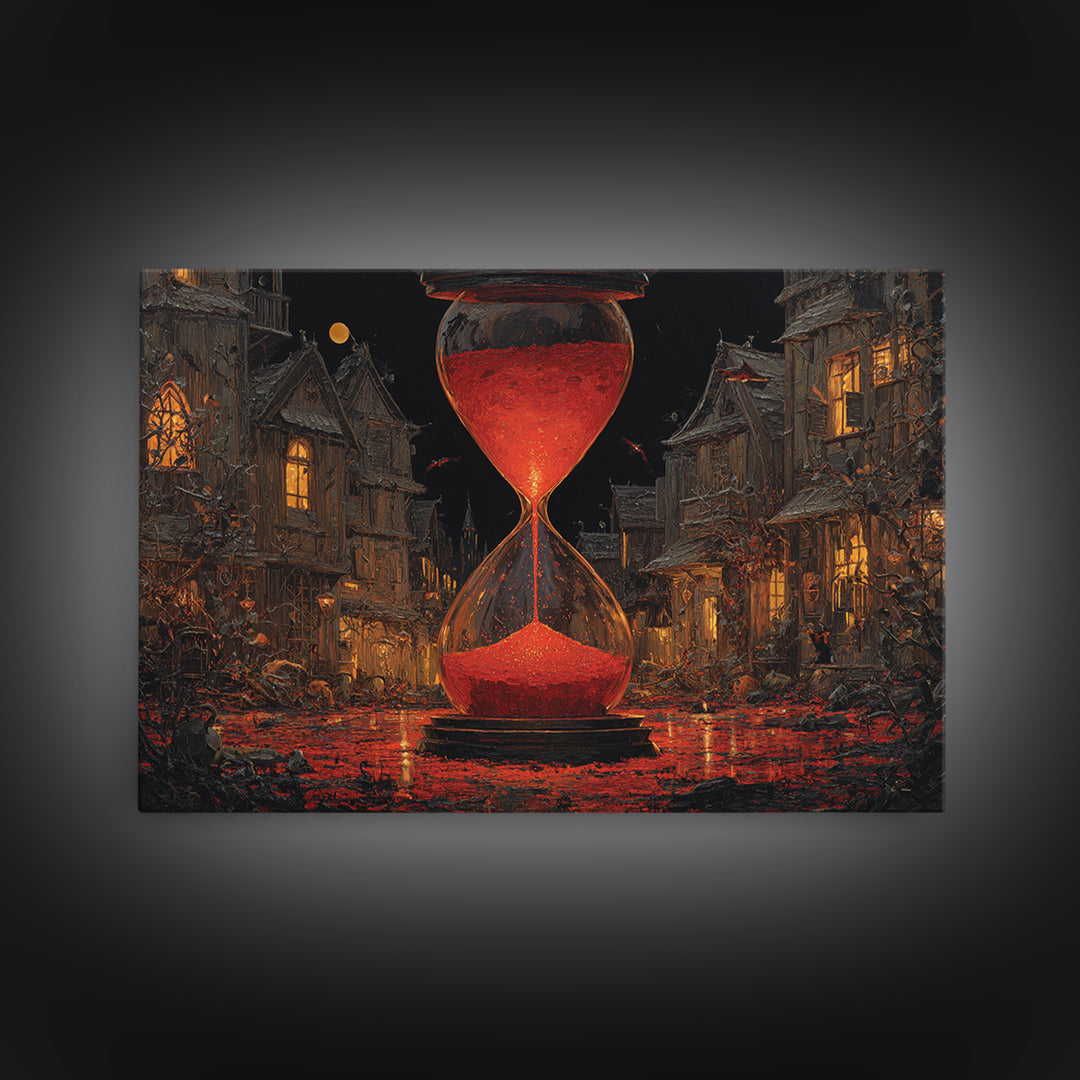 The Crimson Hourglass, Landscape Wall Art, Spooky Home Decor, Canvas Print, Halloween Wall Decor, Gothic Home Decor, Horror Wall Art