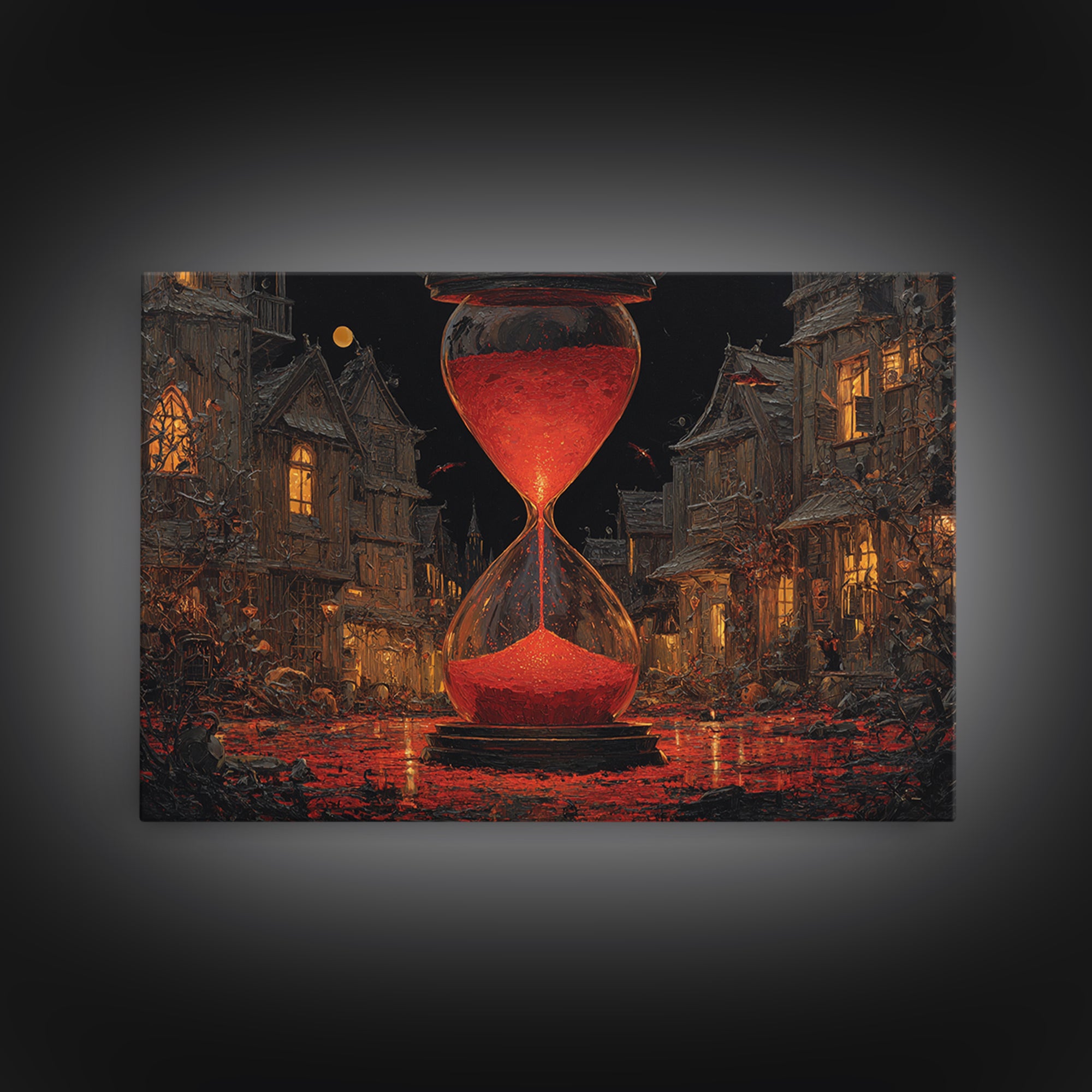 The Crimson Hourglass, Landscape Wall Art, Spooky Home Decor, Canvas Print, Halloween Wall Decor, Gothic Home Decor, Horror Wall Art
