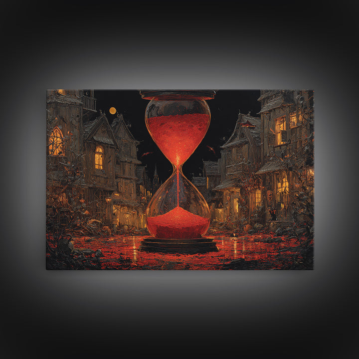 The Crimson Hourglass, Landscape Wall Art, Spooky Home Decor, Canvas Print, Halloween Wall Decor, Gothic Home Decor, Horror Wall Art