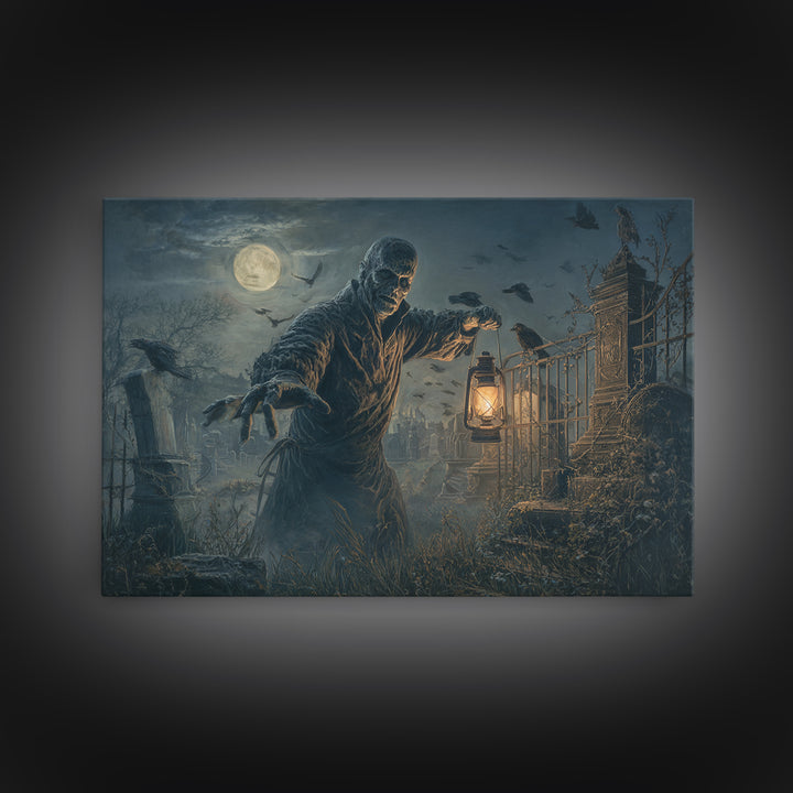 The Haunted Portrait, Landscape Wall Art, Dark Halloween Decor, Canvas Print, Halloween Wall Decor, Gothic Home Decor