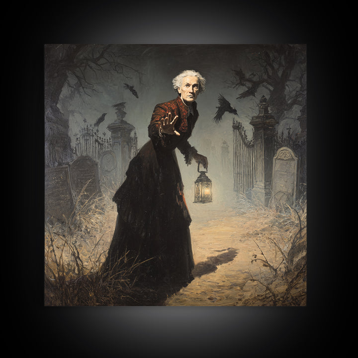 The Haunted Portrait, Square Wall Art, Spooky Home Decor, Canvas Print, Halloween Wall Decor, Gothic Home Decor, Spooky Wall Decor