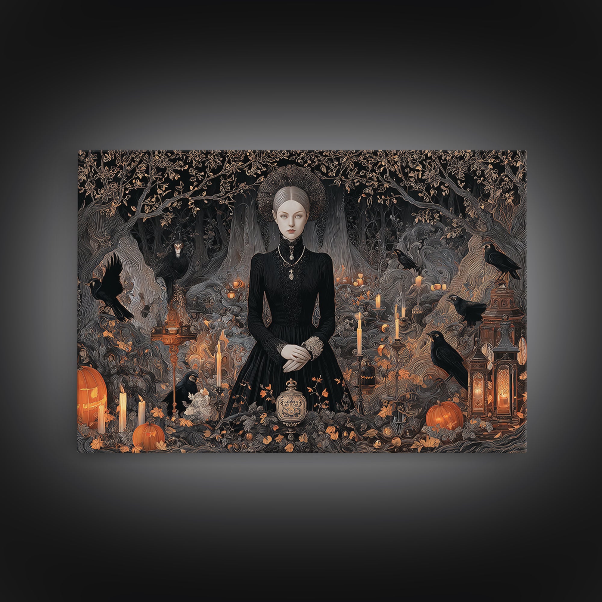 Victorian Mourning Halloween, Landscape Wall Art, Dark Halloween Decor, Canvas Print, Halloween Wall Decor, Gothic Home Decor