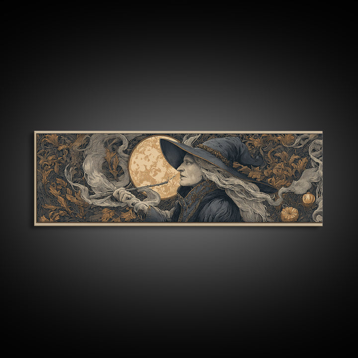 Art Nouveau Witchcraft, Extra Wide Wall Art, Spooky Home Decor, Canvas Print, Halloween Wall Decor, Gothic Home Decor, Seasonal Home Decor