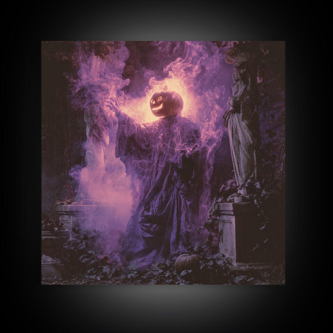 1980s Neon Horror, Square Wall Art, Dark Fantasy Wall Art, Canvas Print, Halloween Wall Decor, Gothic Home Decor, Collectible Wall Decor