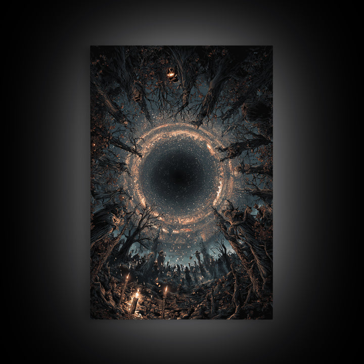 Celestial Witchcraft, Vertical Wall Art, Haunted Gothic Art, Framed Canvas Print, Halloween Wall Decor, Gothic Home Decor, Horror Wall Art