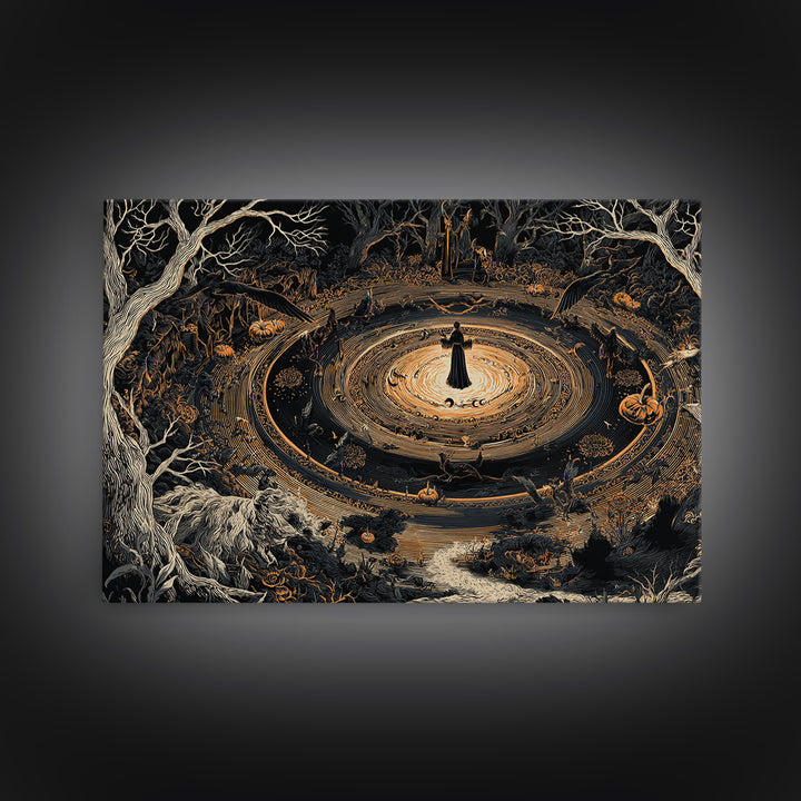 Celestial Witchcraft, Landscape Wall Art, Macabre Wall Art, Framed Canvas Print, Halloween Wall Decor, Gothic Home Decor, Halloween Decor