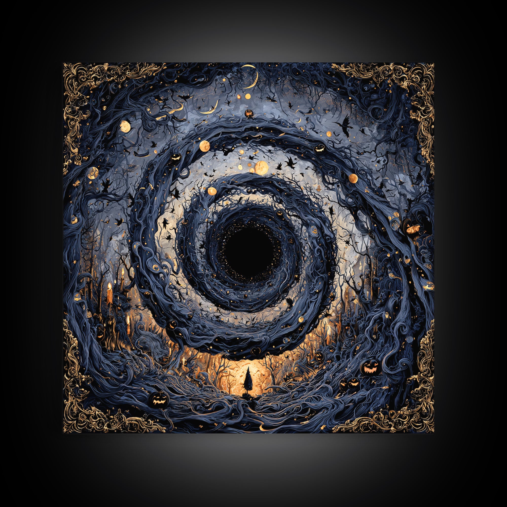 Celestial Witchcraft, Square Wall Art, Macabre Wall Art, Framed Canvas Print, Halloween Wall Decor, Gothic Home Decor, Seasonal Home Decor
