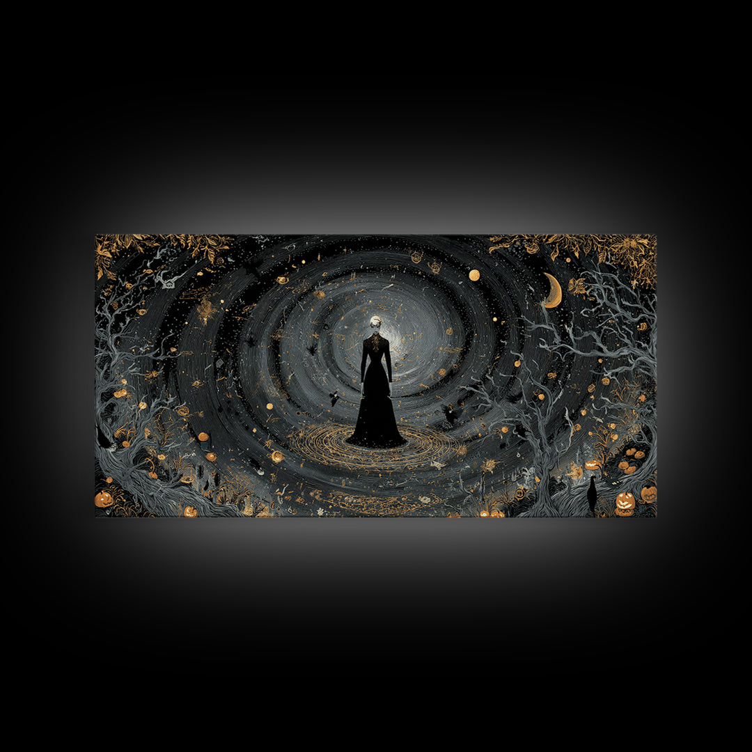 Celestial Witchcraft, Wide Panoramic Art, Dark Halloween Decor, Canvas Print, Halloween Wall Decor, Gothic Home Decor, Halloween Wall Art