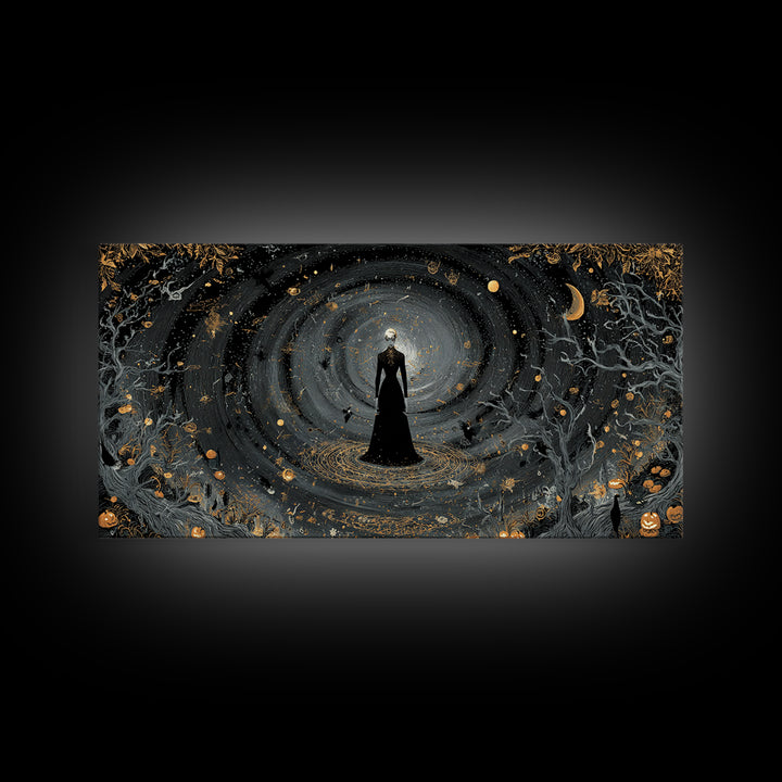 Celestial Witchcraft, Wide Panoramic Art, Dark Halloween Decor, Canvas Print, Halloween Wall Decor, Gothic Home Decor, Halloween Wall Art