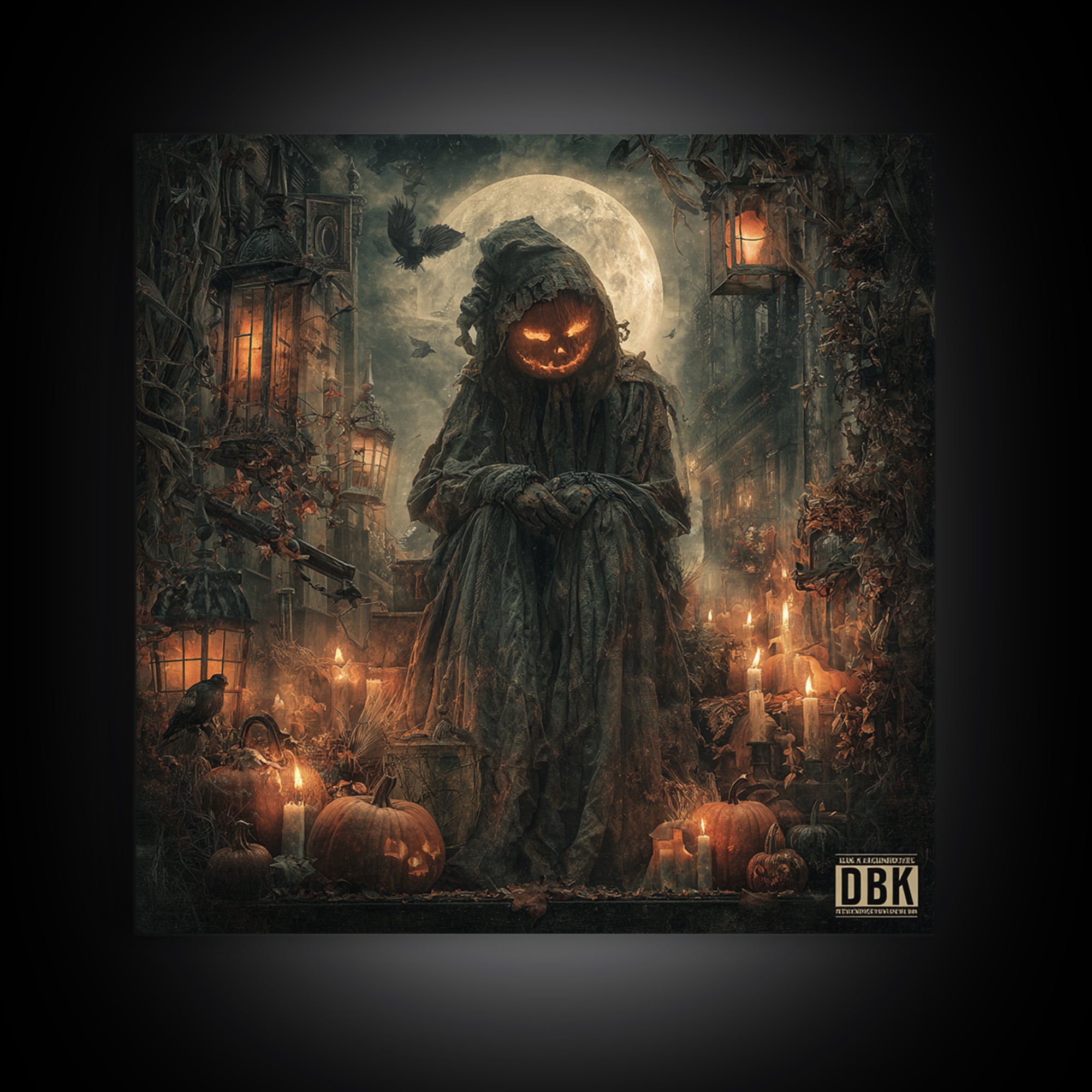 Occult Harvest Festival, Square Wall Art, Macabre Wall Art, Framed Canvas Print, Halloween Wall Decor, Gothic Home Decor, Horror Wall Art