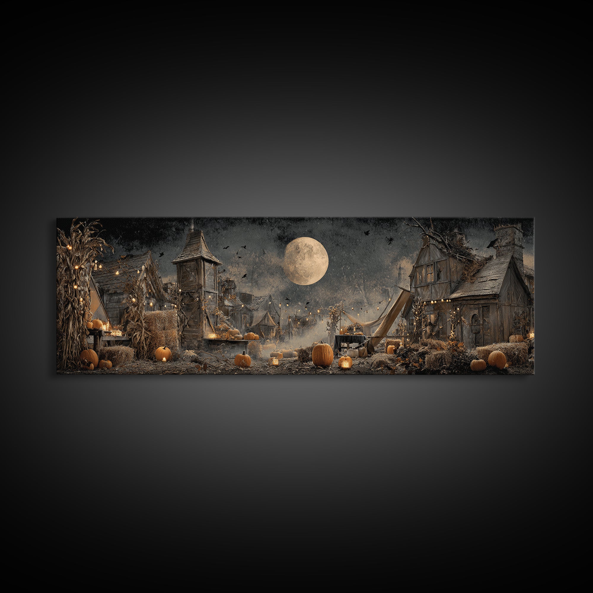 Occult Harvest Festival, Extra Wide Wall Art, Spooky Home Decor, Canvas Print, Halloween Wall Decor, Gothic Home Decor, Halloween Wall Art