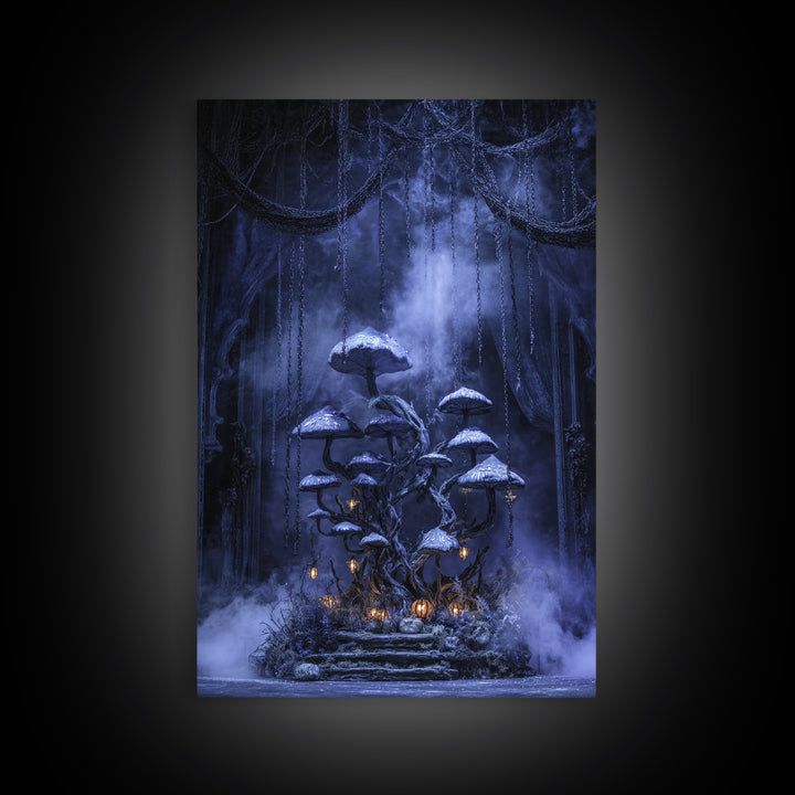 Enchanted Woodland Halloween, Vertical Wall Art, Dark Fantasy Wall Art, Canvas Print, Halloween Wall Decor, Gothic Home Decor